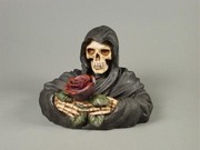 Popelník lebka s růží